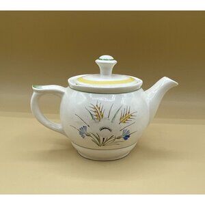 Arabia Finland MCM Windflower Gold Wheat Pattern 5” Teapot Vintage READ